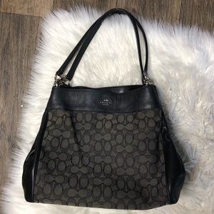 Coach Signature Canvas Shoulder Bag in Brown and Black